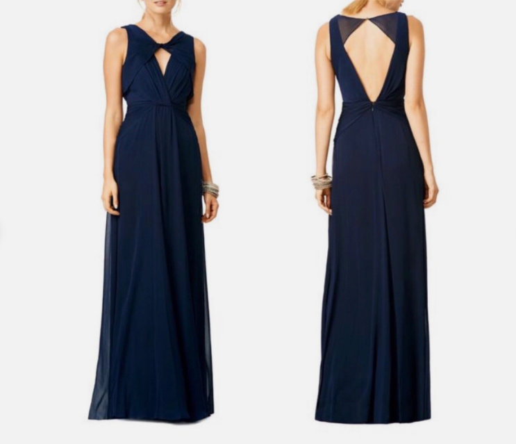 The Badgley Mischka Petunia floor-length dress is elegant and elegant