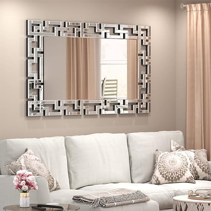 JACUKO Decorative Wall Mirror - Grecian Venetian Design Large Rectangle Wall Mirror 27.5 W x39.5 H Inches