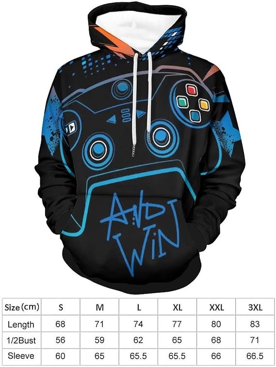 RAMINTSE Video Game Weapon Gamer Play Gaming Men's Sport Casual Hoodie Loose Cozy Warm Pullover Fashion 3D Print Jogging Hooded Sweater, L