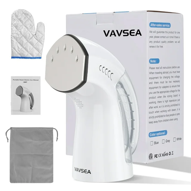 VAVSEA Handheld Garment Steamer 1000W Portable Steamer for Clothes, 250ml Water Capacity for Wrinkles,Steam,Soften,Clean,Sterilize,White