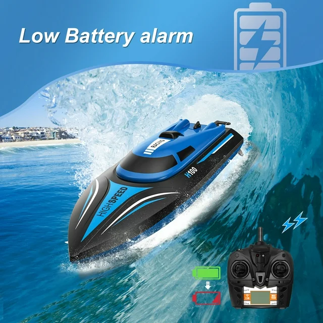 AUOSHI RC Boat for Adults and Kids, 20+ mph Fast Remote Control Boat for Pools and Lakes, 2.4GHz Racing Boats, 2 Battery, Low Battery Alarm, Capsize Recovery, Gifts for Boys Girls