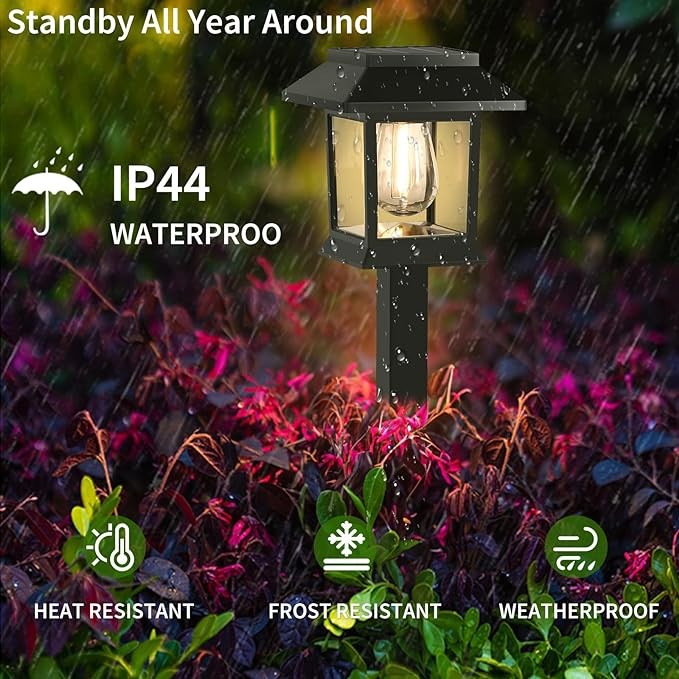 Greluna Solar Path Lights, 12 Pack Waterproof Outdoor, Auto On/Off Solar Garden Lights for Path, Yard, Patio Decor