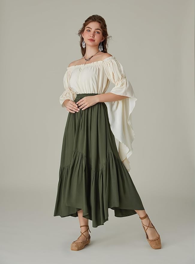 Scarlet Darkness Maxi Skirts for Women High Waist Renaissance Skirt Long Skirt with Pockets